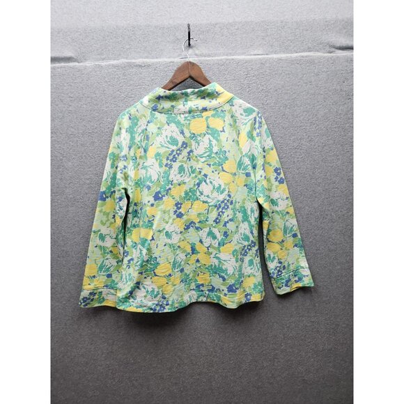 Talbots Petites MD Floral Long Sleeve Pull over Top 100% Cotton - Picture 4 of 4